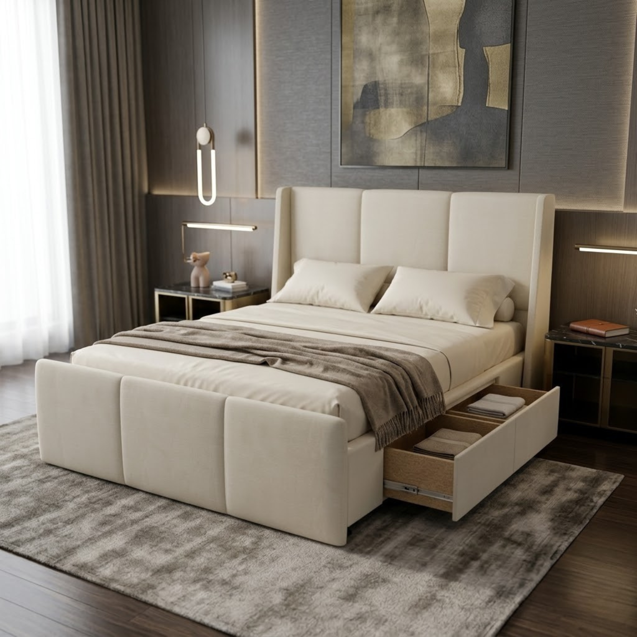NZ Made Cascade Bed Frame With Drawers