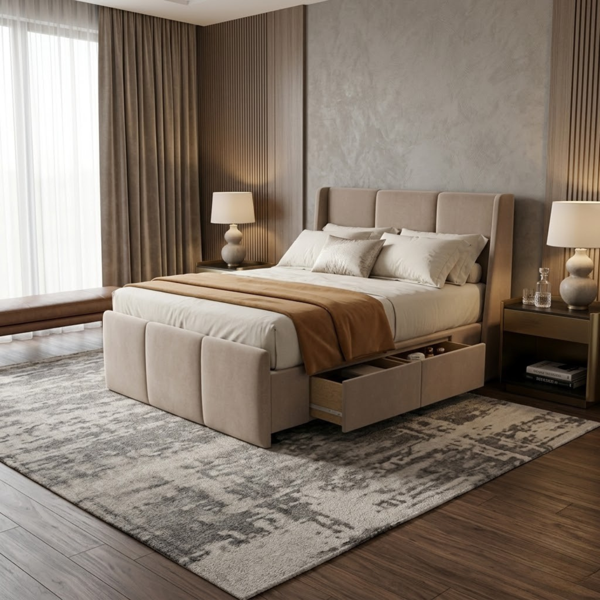 NZ Made Cascade Bed Frame With Drawers