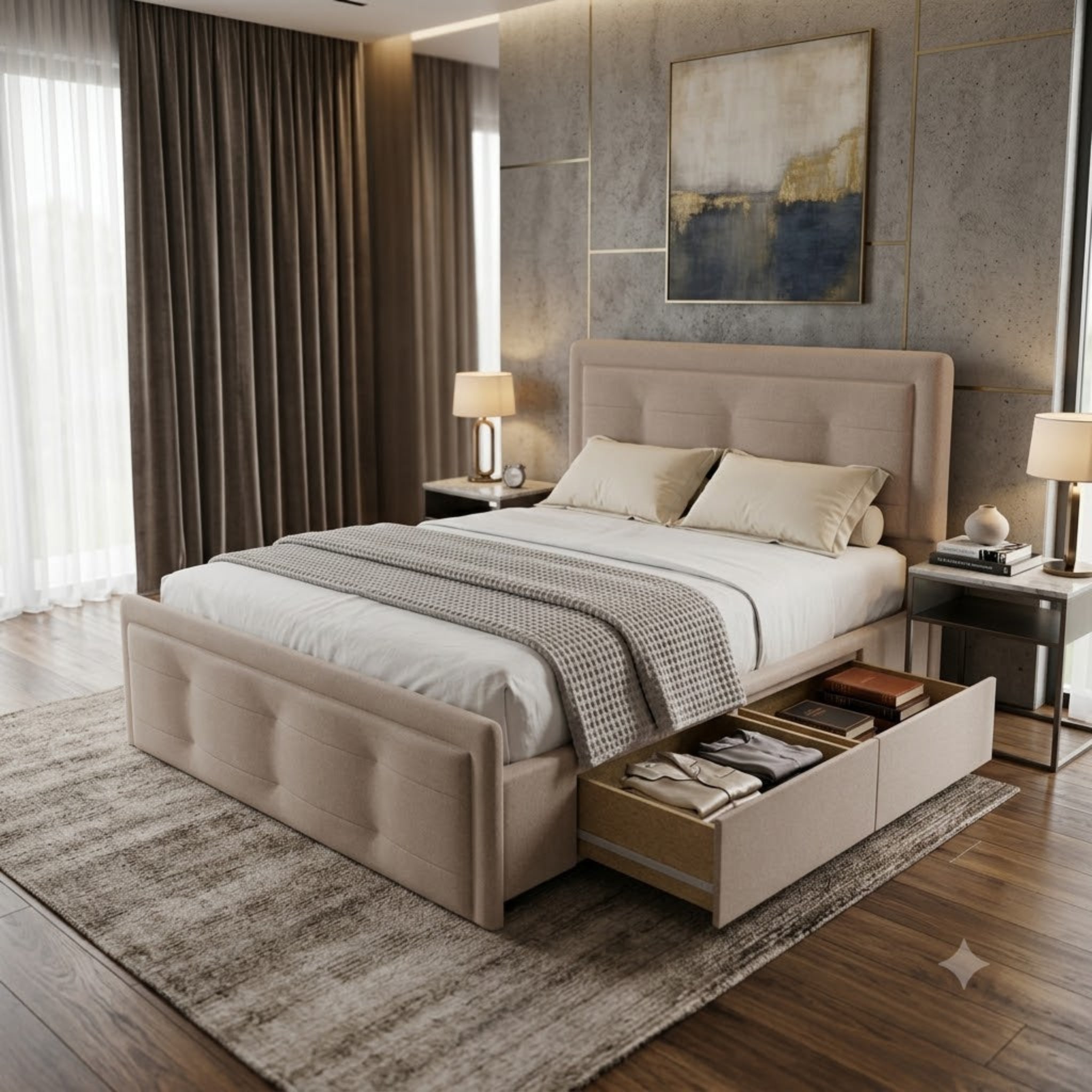 NZ Made Chelton Bed Frame With Drawer