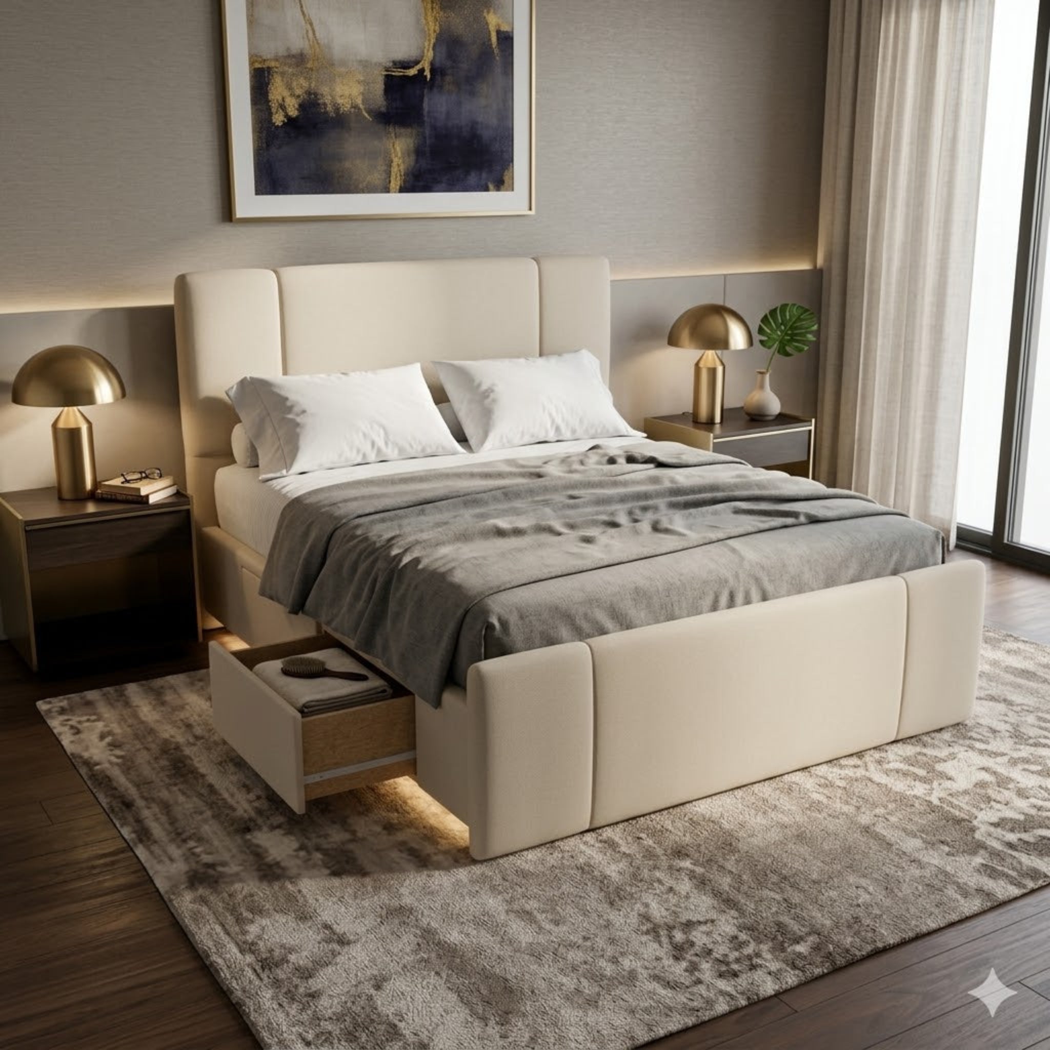 NZ Made Crest Bed Frame With Drawers