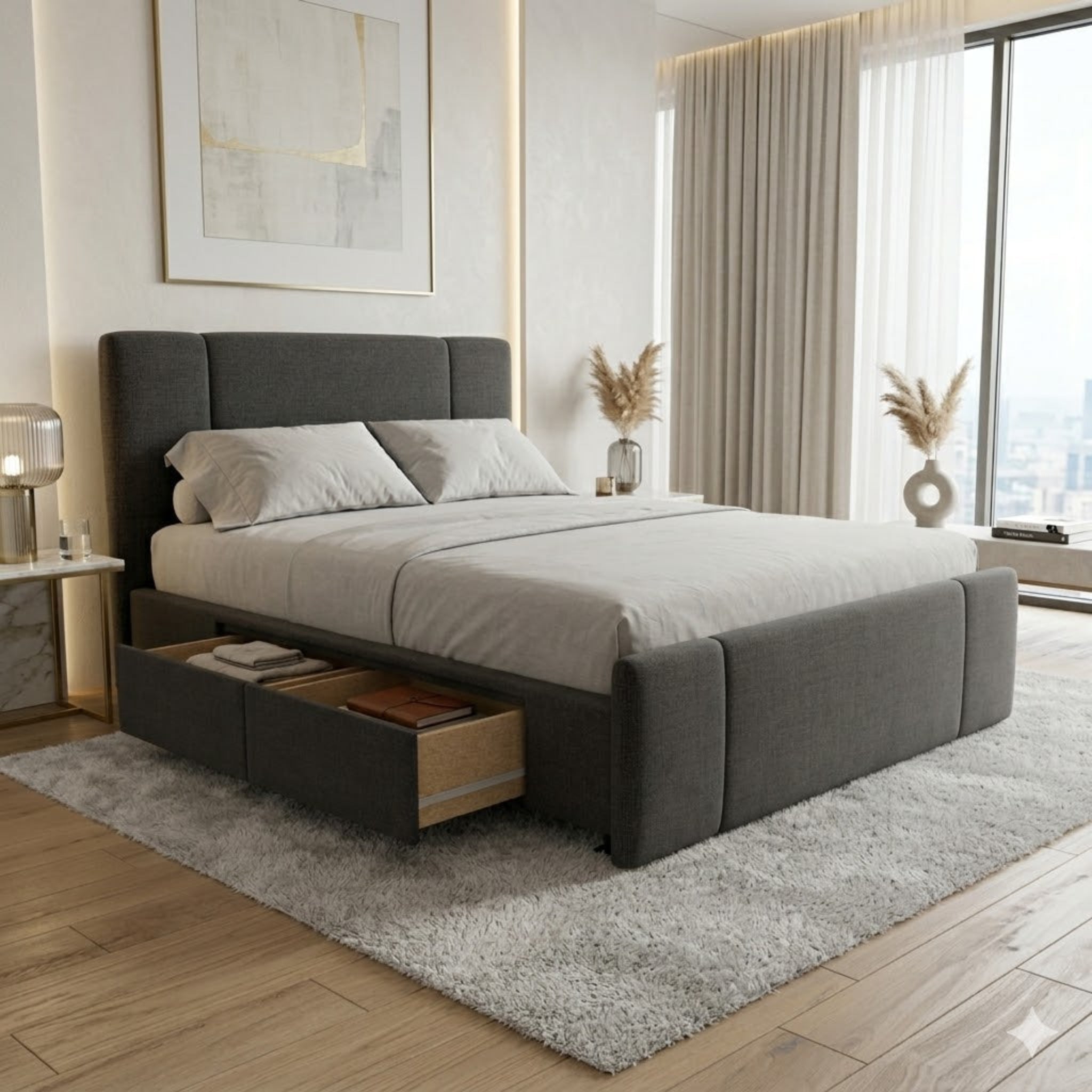 NZ Made Crest Bed Frame With Drawers