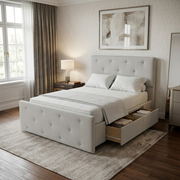 NZ Made Crown Bed Frame With Drawers