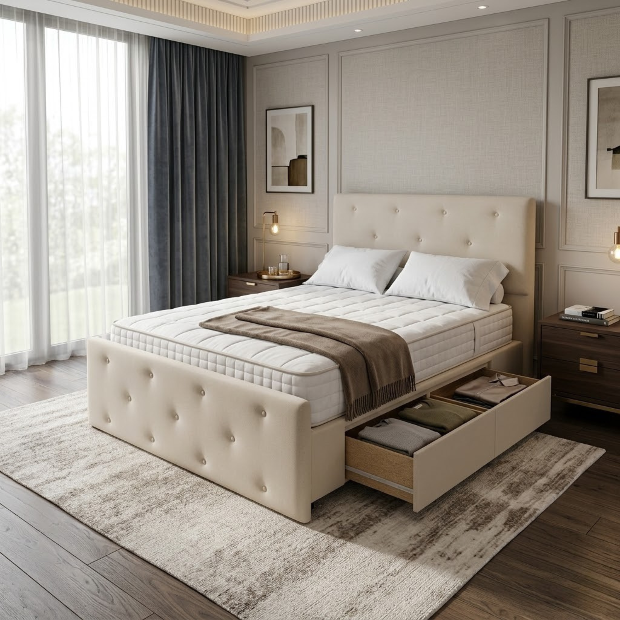 NZ Made Crown Bed Frame With Drawers