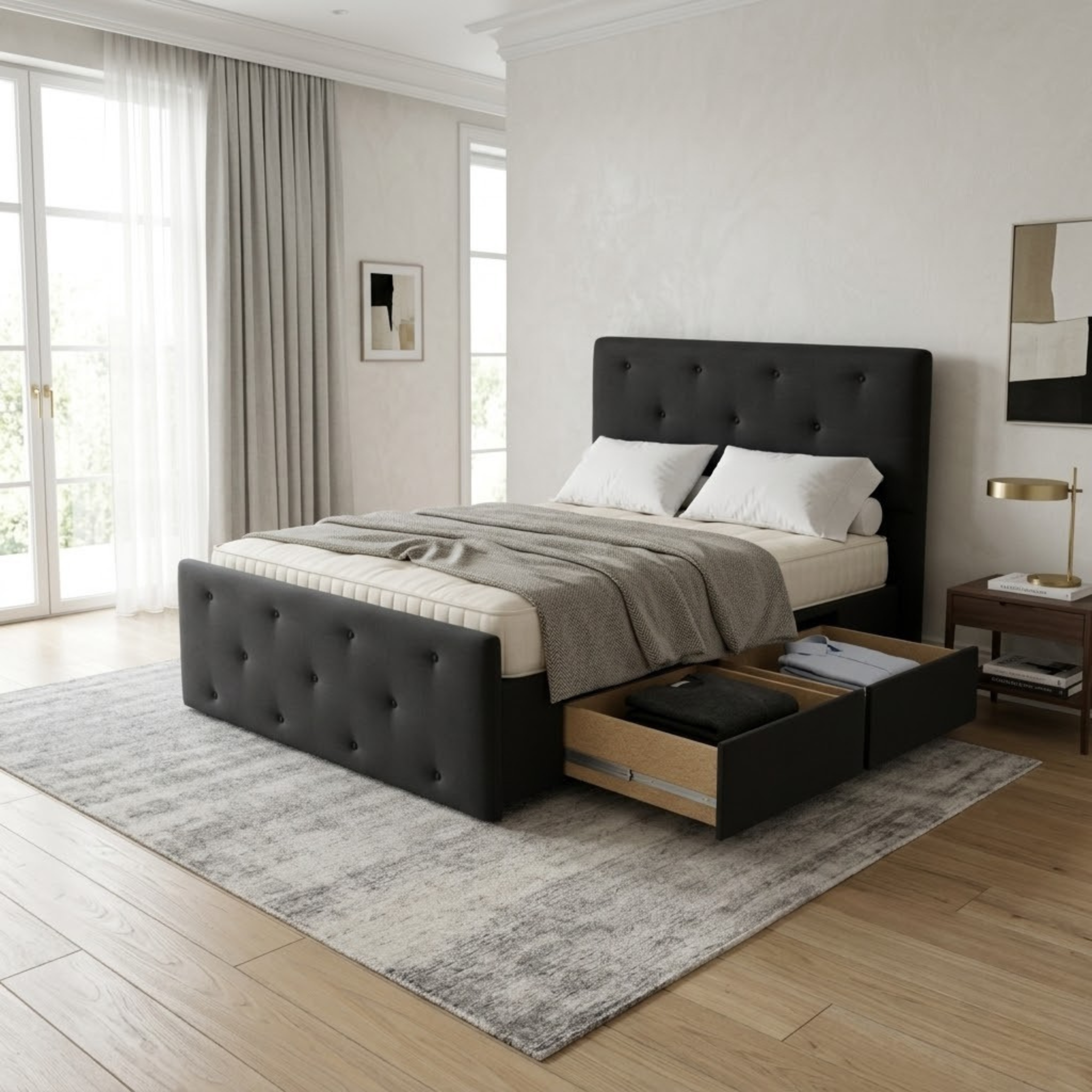 NZ Made Crown Bed Frame With Drawers