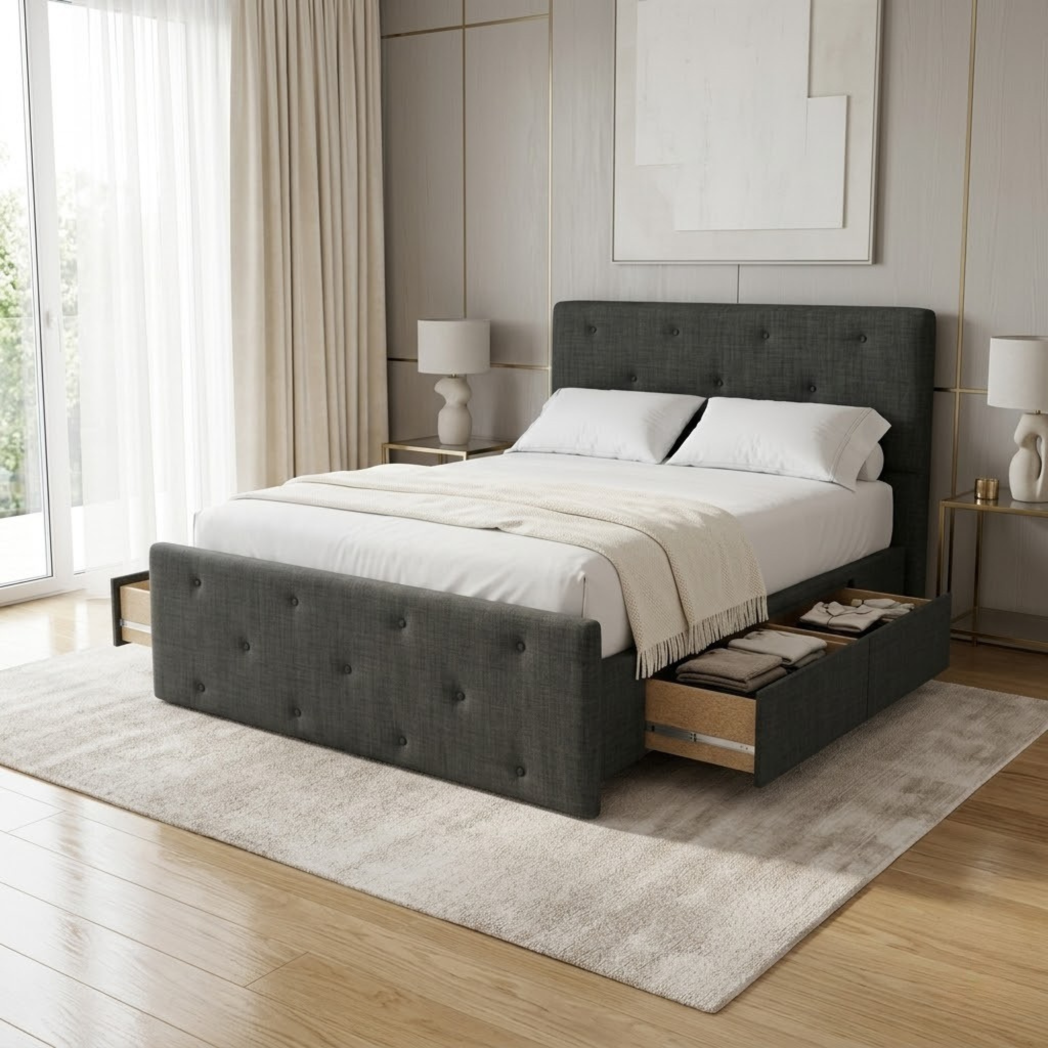 NZ Made Crown Bed Frame With Drawers