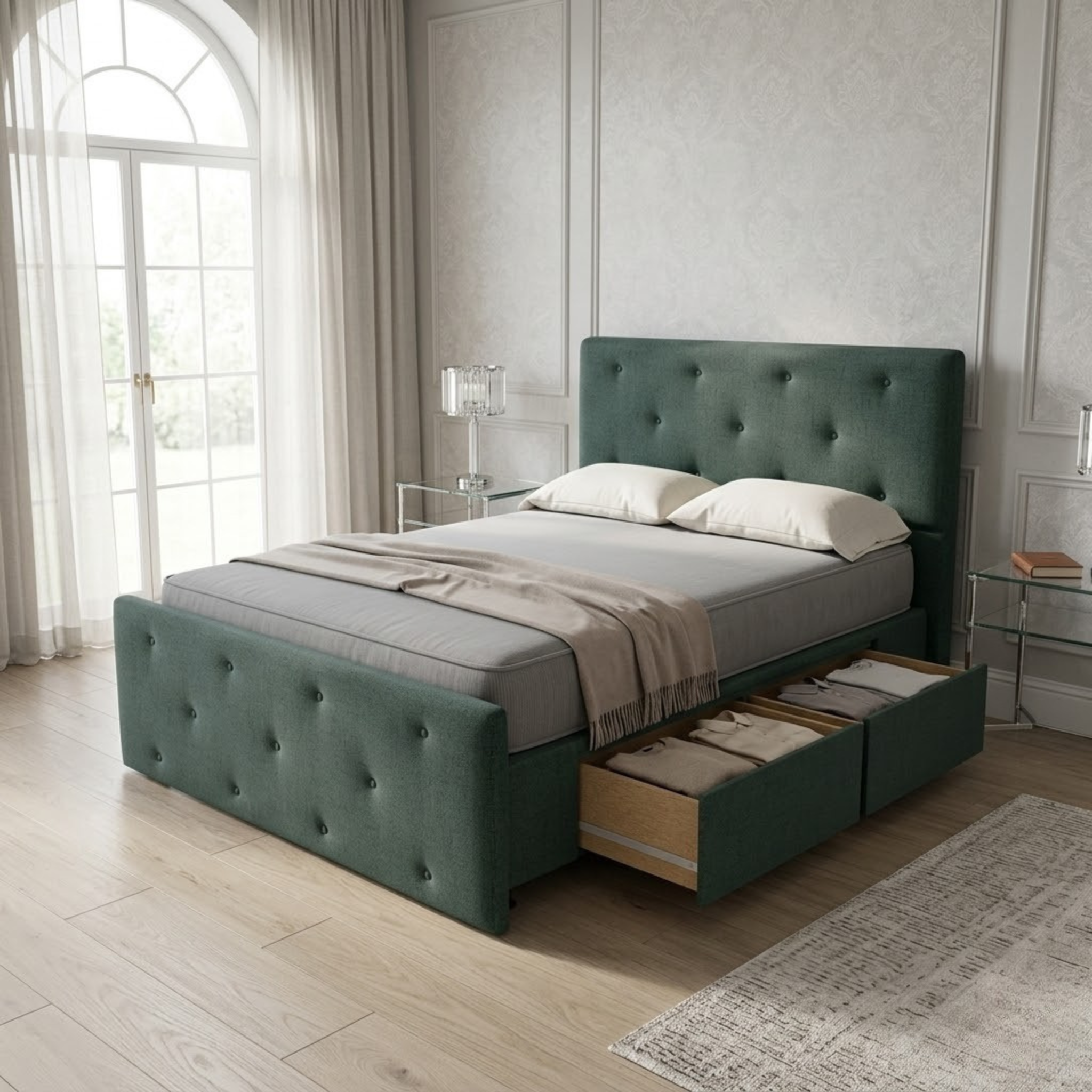 NZ Made Crown Bed Frame With Drawers
