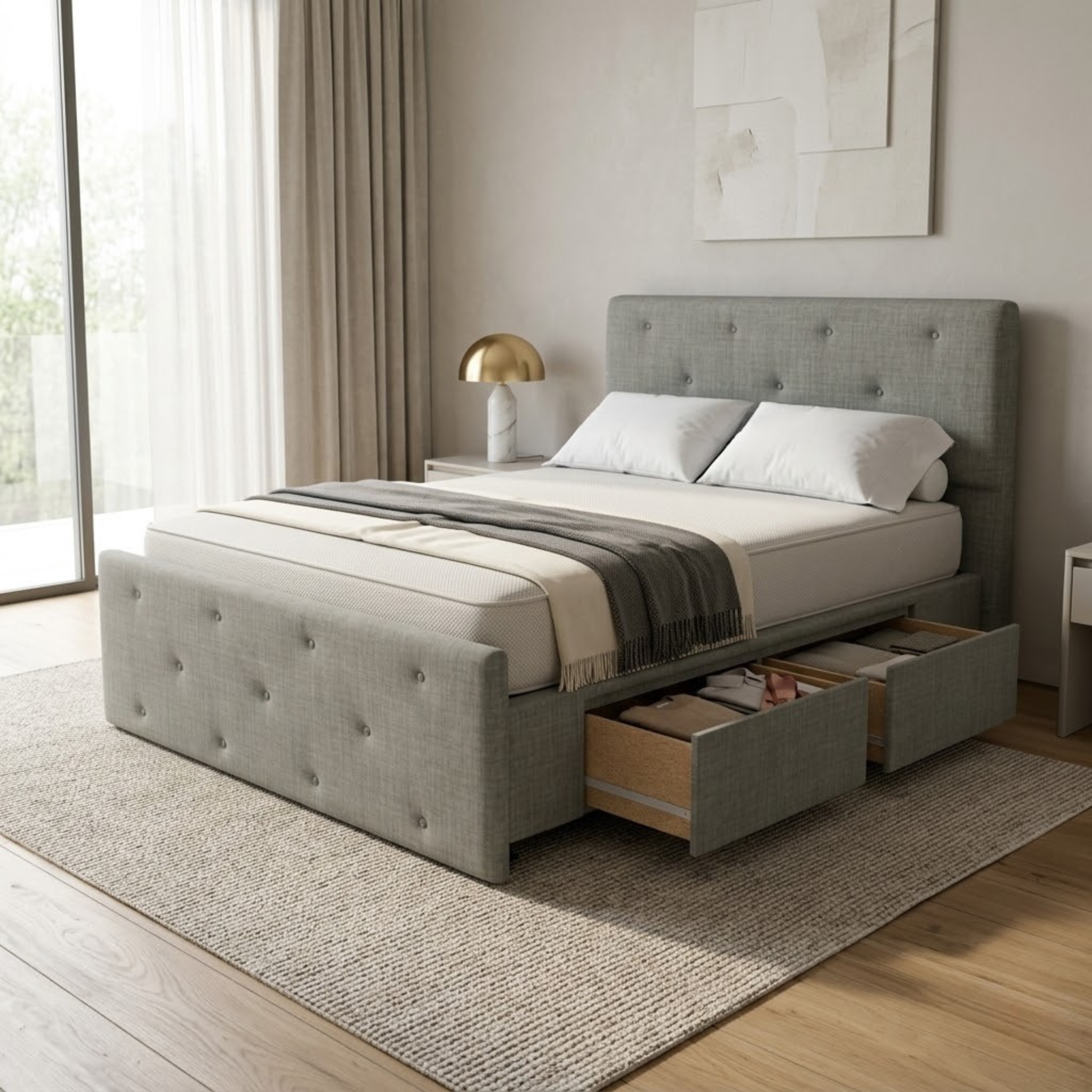 NZ Made Crown Bed Frame With Drawers
