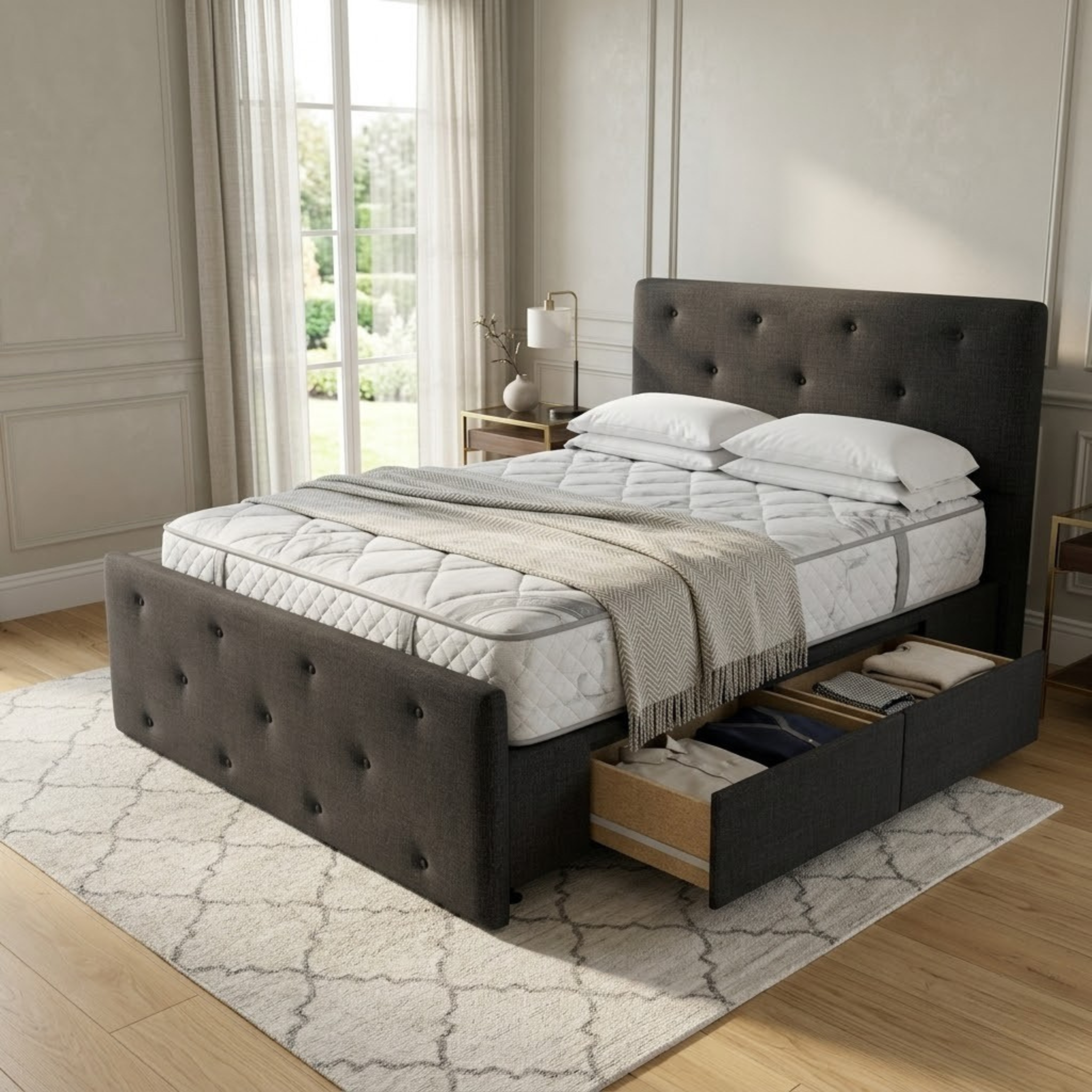 NZ Made Crown Bed Frame With Drawers