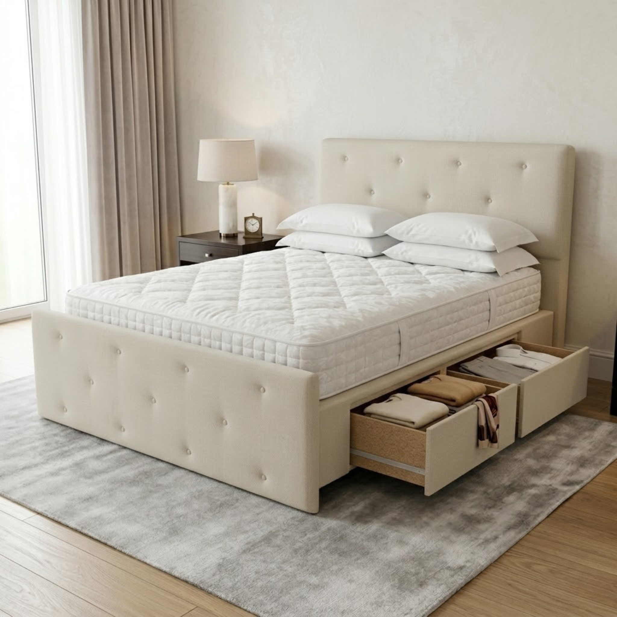 NZ Made Crown Bed Frame With Drawers