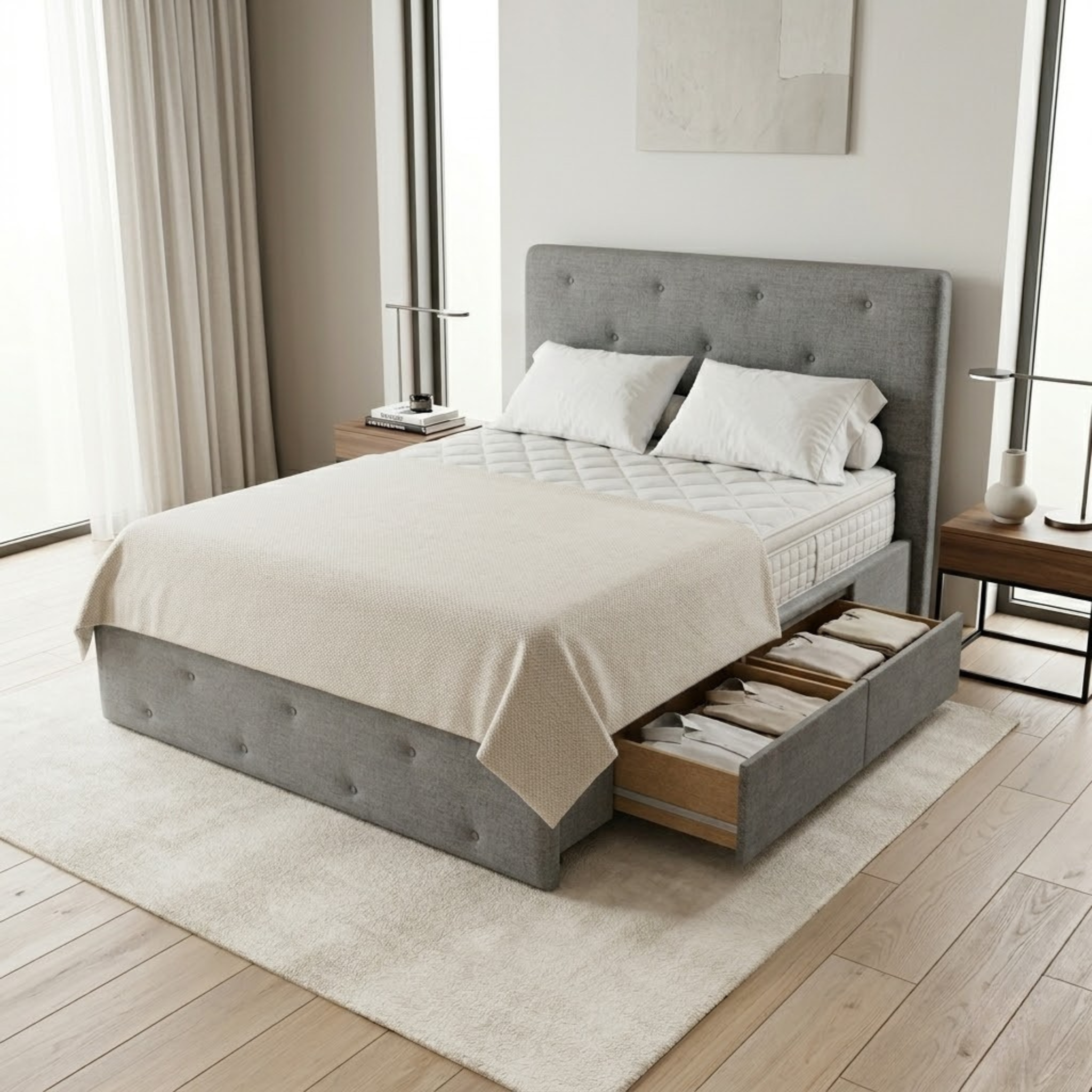 NZ Made Crown Bed Frame With Drawers
