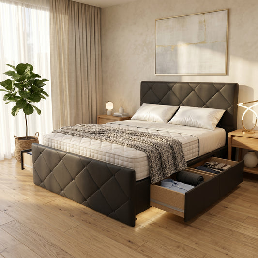 NZ Made Crystal Bed Frame With Drawers