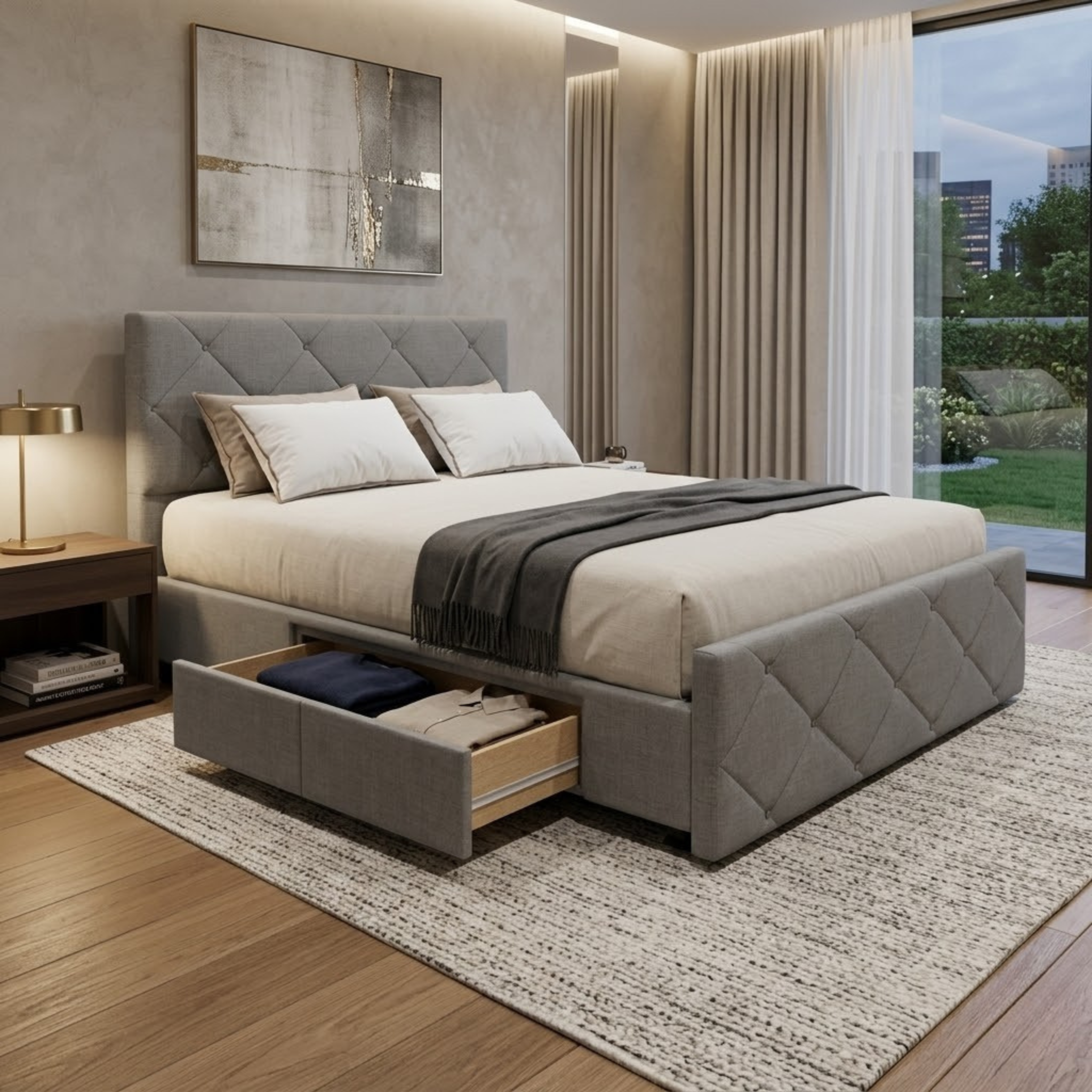 NZ Made Crystal Bed Frame With Drawers