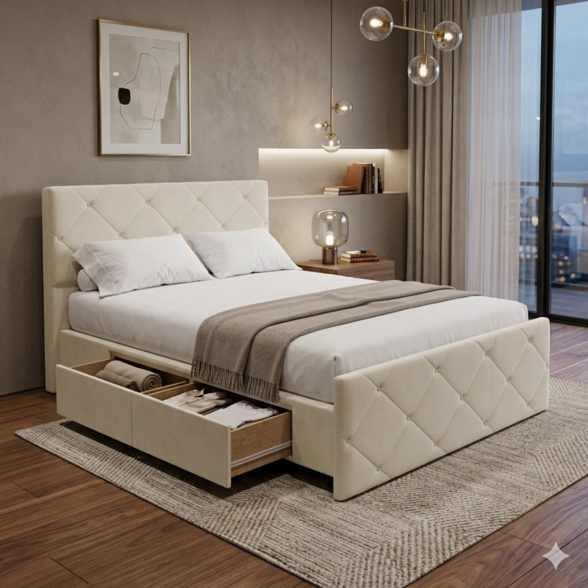 NZ Made Crystal Bed Frame With Drawers