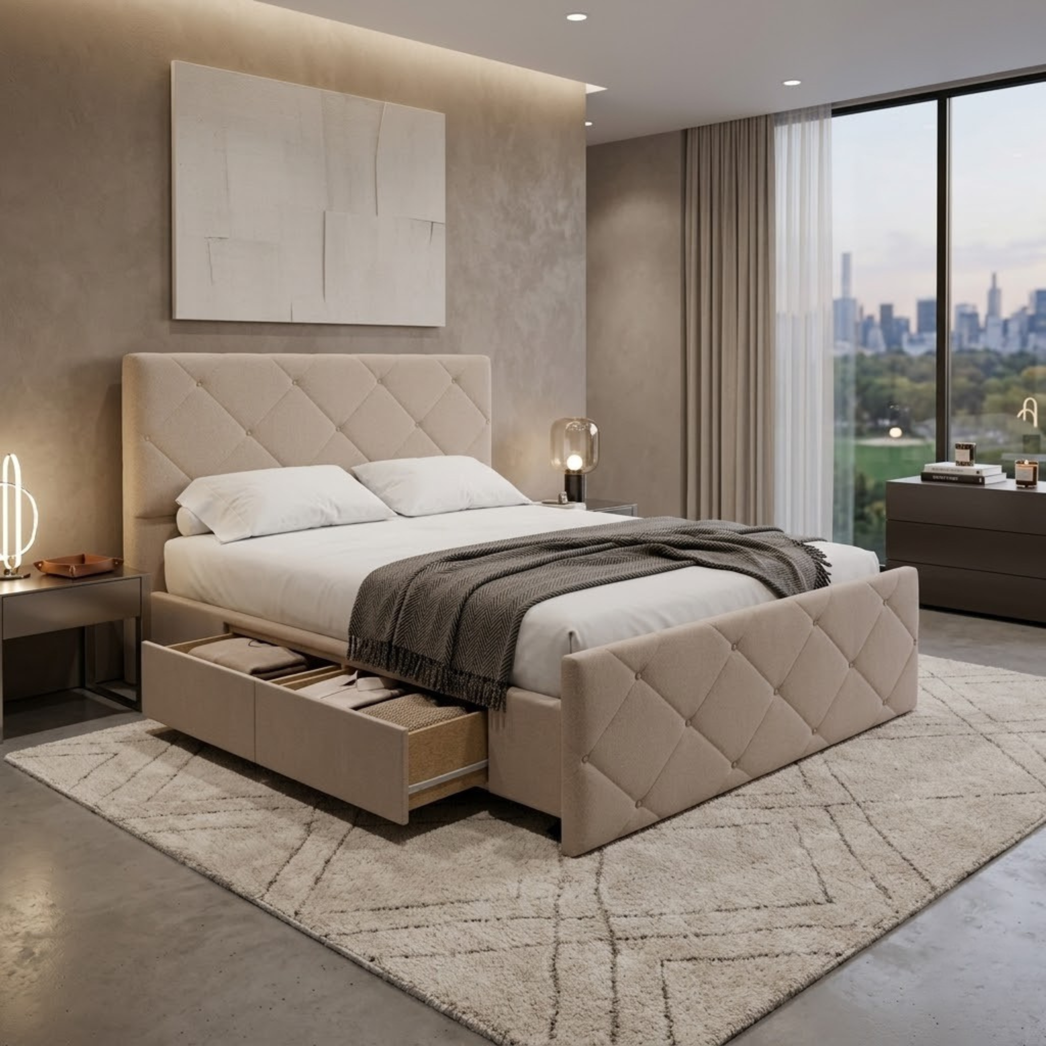NZ Made Crystal Bed Frame With Drawers