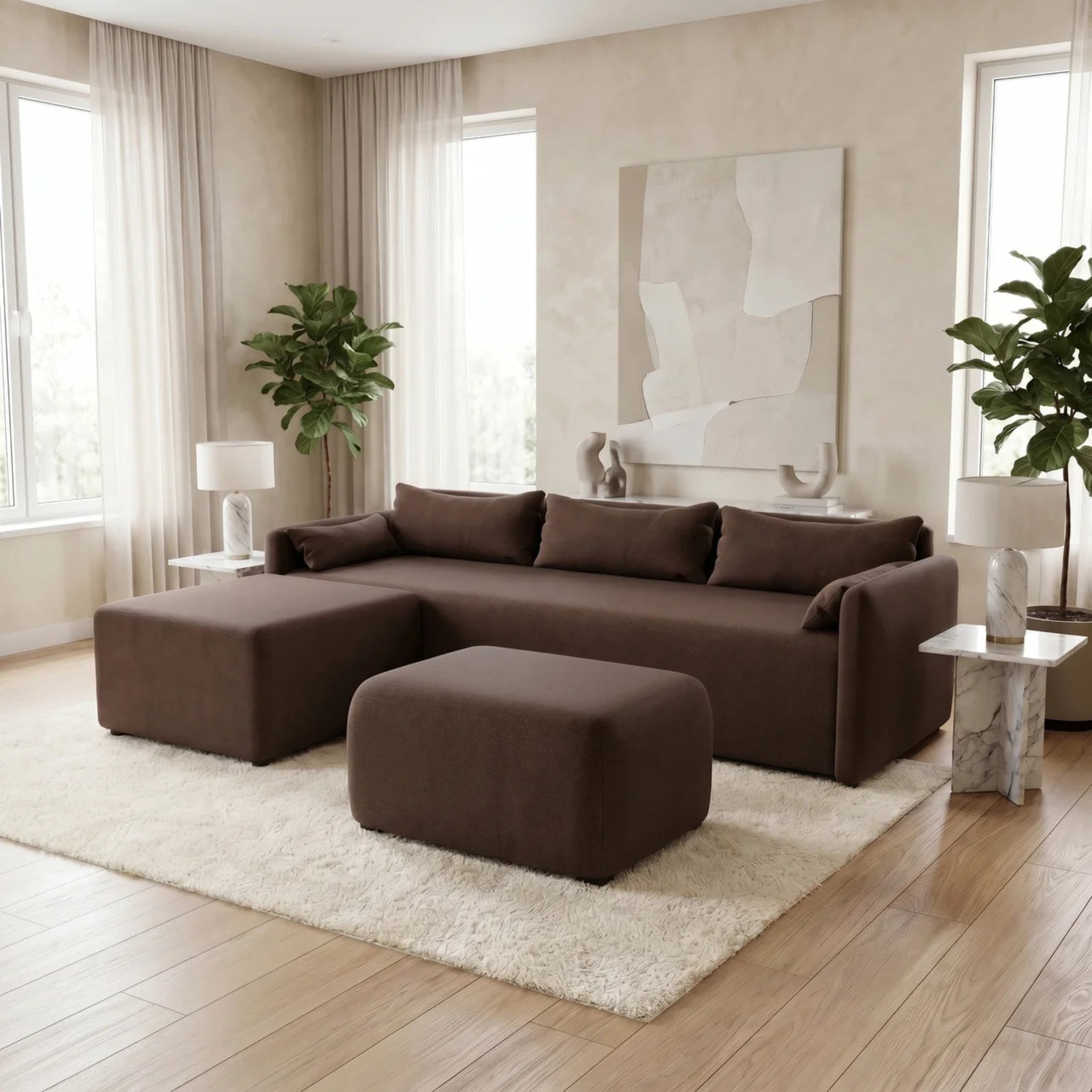 NZ Made Deseo 4 Seater With Chaise Corner Sofa - Side View | Furniture World NZ
