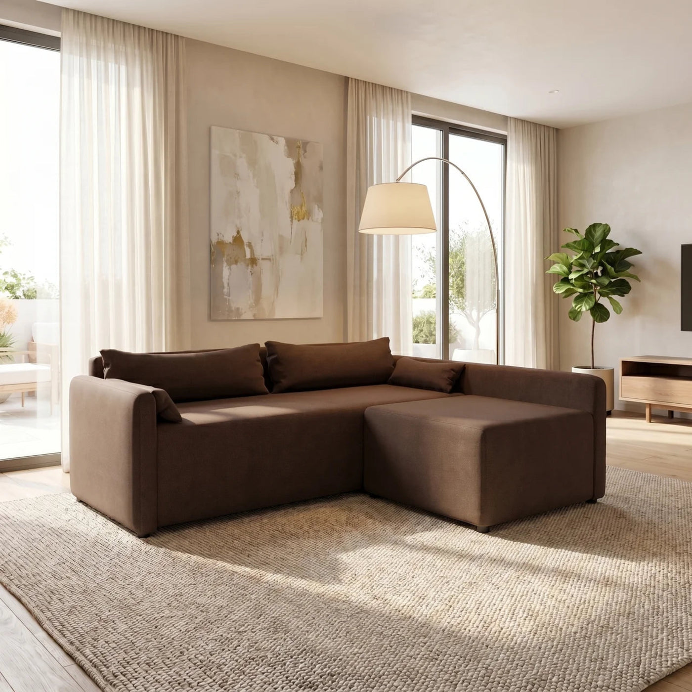NZ Made Deseo Long-Arm With Chaise Corner Sofa | Furniture World NZ