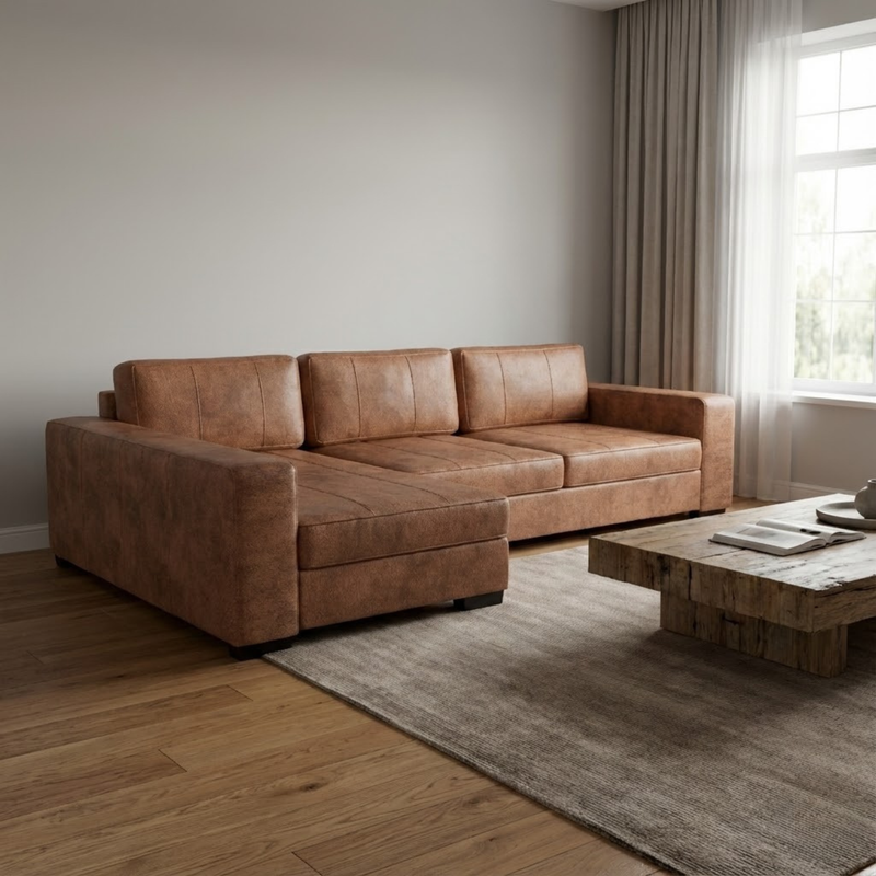 NZ Made Evoque Long-Arm With Chaise Corner Sofa