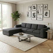 NZ Made Harbor 4 Seater with Chaise Corner Sofa-Ramsey Biscuit - Detail View | Furniture World NZ