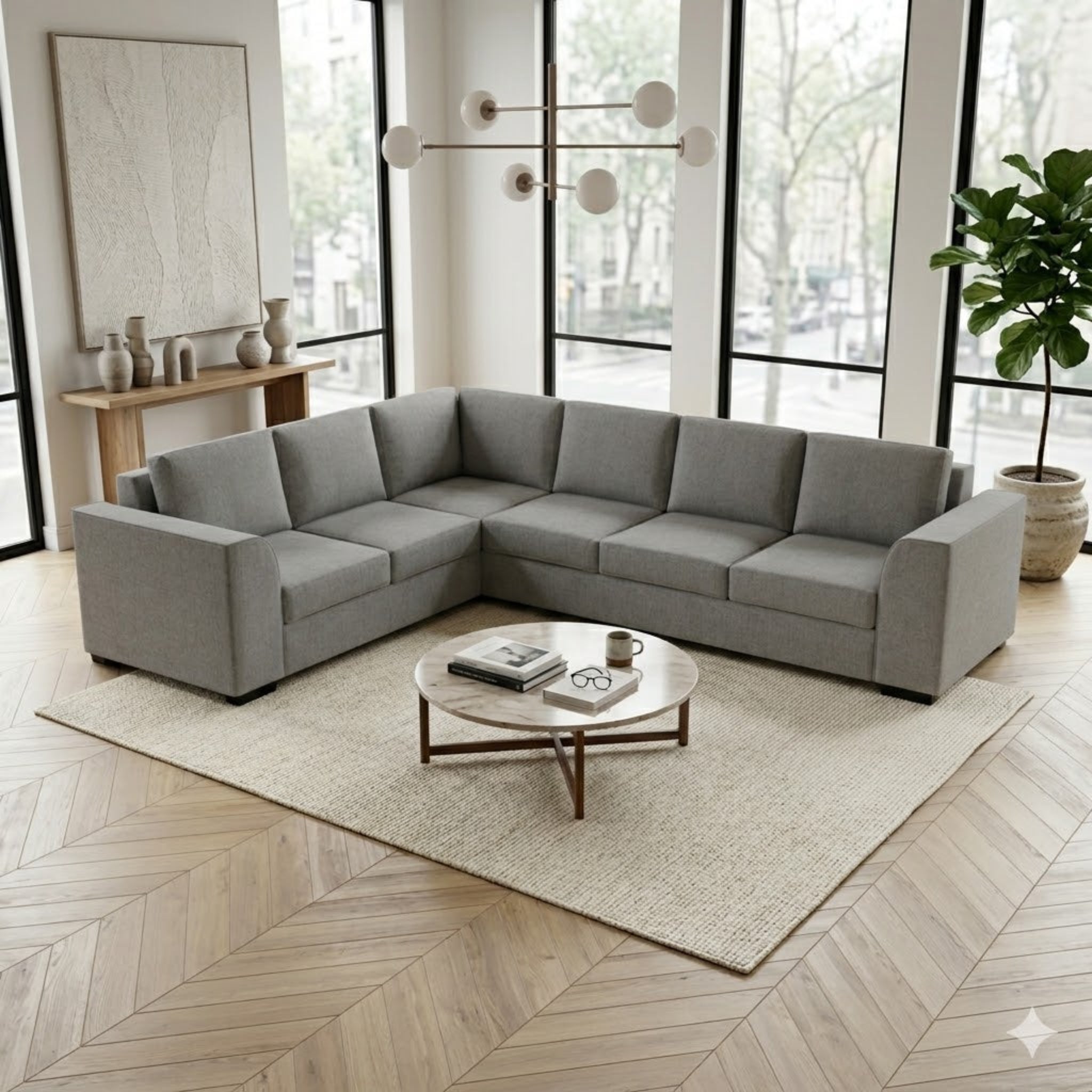 NZ Made Harbor 6 Seater Corner Sofa-Ramsey Biscuit