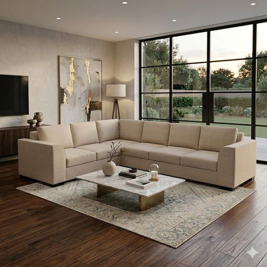 NZ Made Harbor 6 Seater Corner Sofa-Ramsey Biscuit