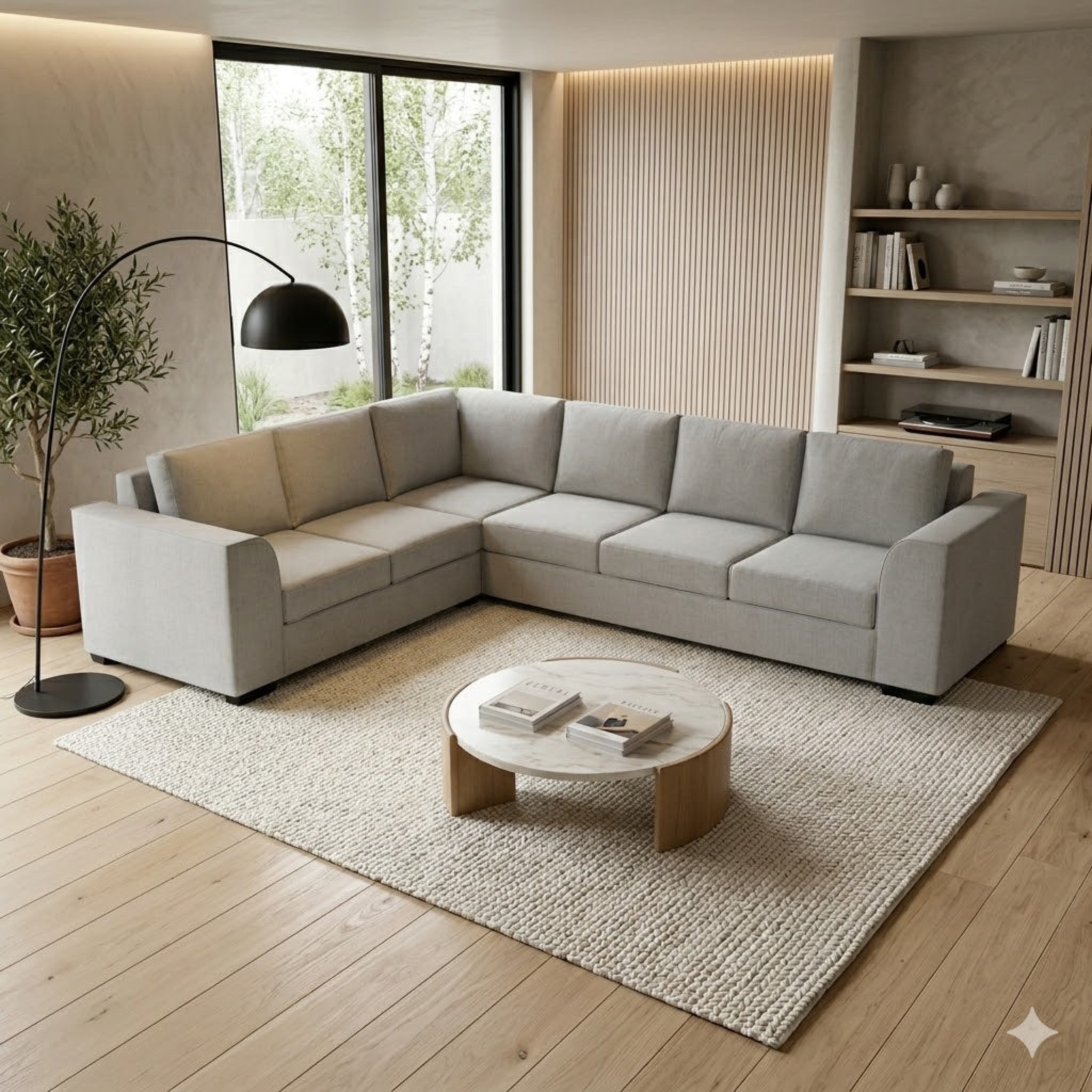 NZ Made Harbor 6 Seater Corner Sofa-Ramsey Biscuit