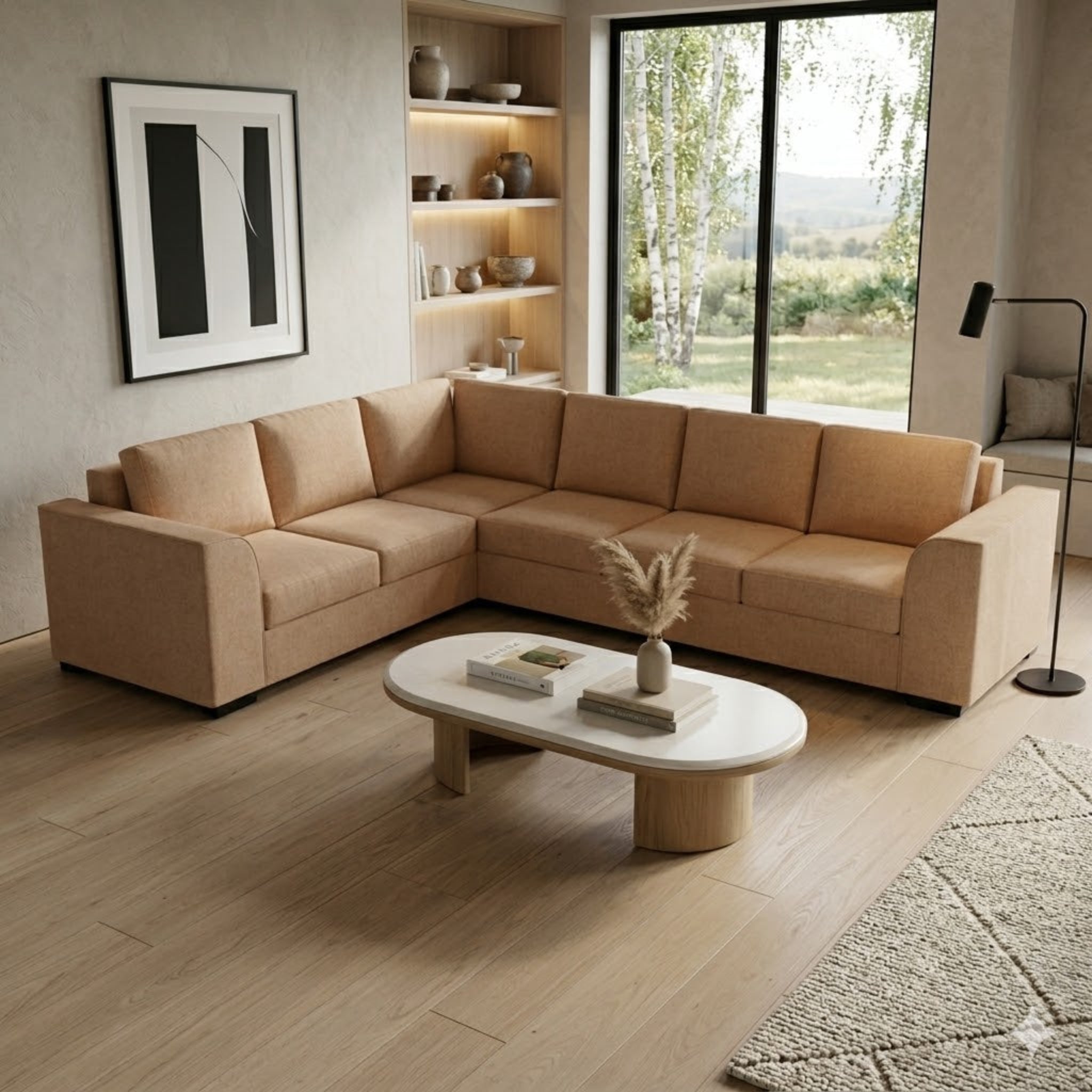 NZ Made Harbor 6 Seater Corner Sofa-Ramsey Biscuit