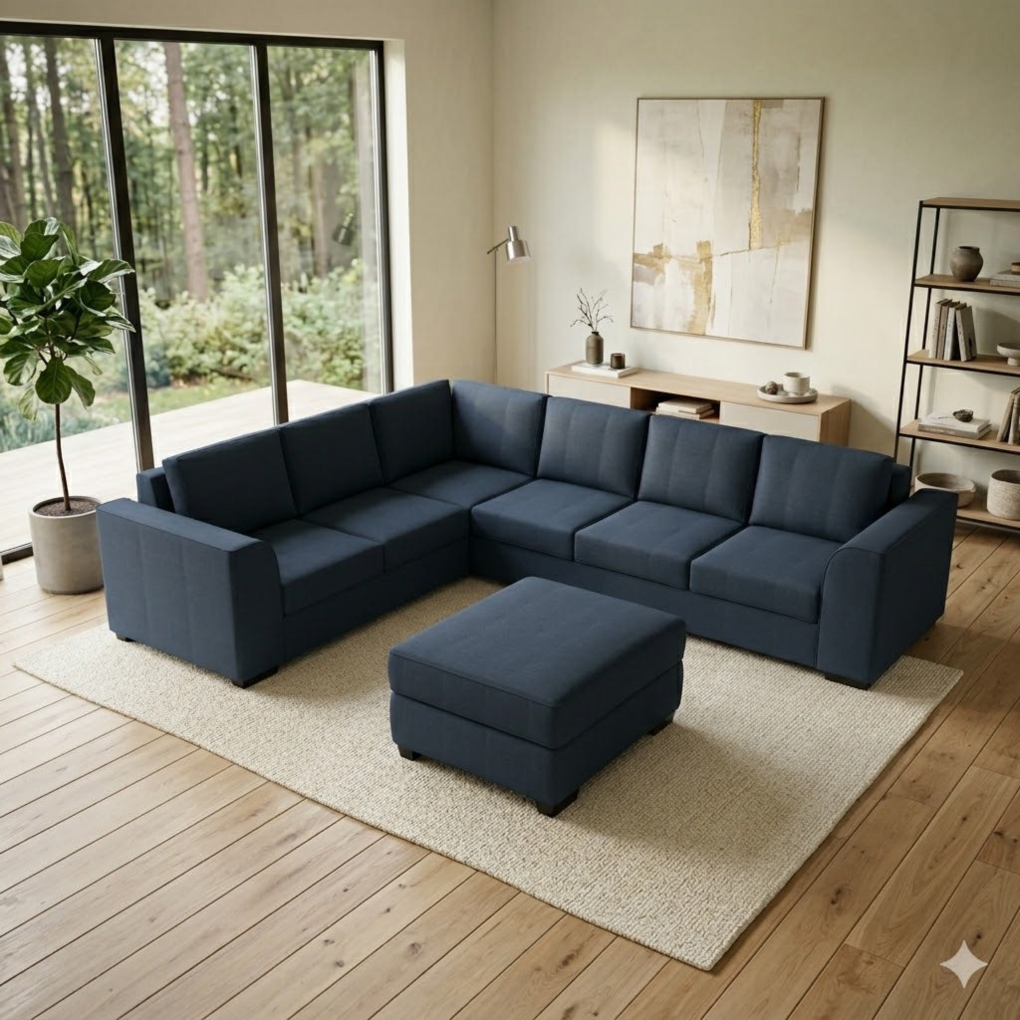 NZ Made Harbor 6 Seater Corner Sofa-Ramsey Biscuit