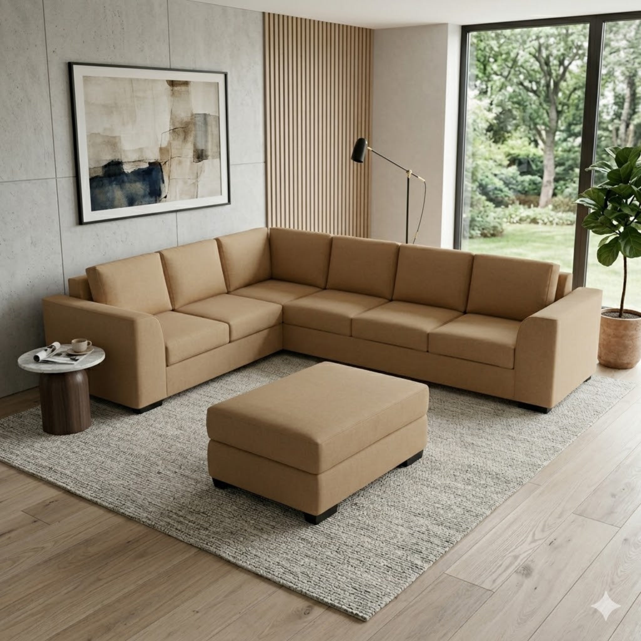 NZ Made Harbor 6 Seater Corner Sofa-Ramsey Biscuit
