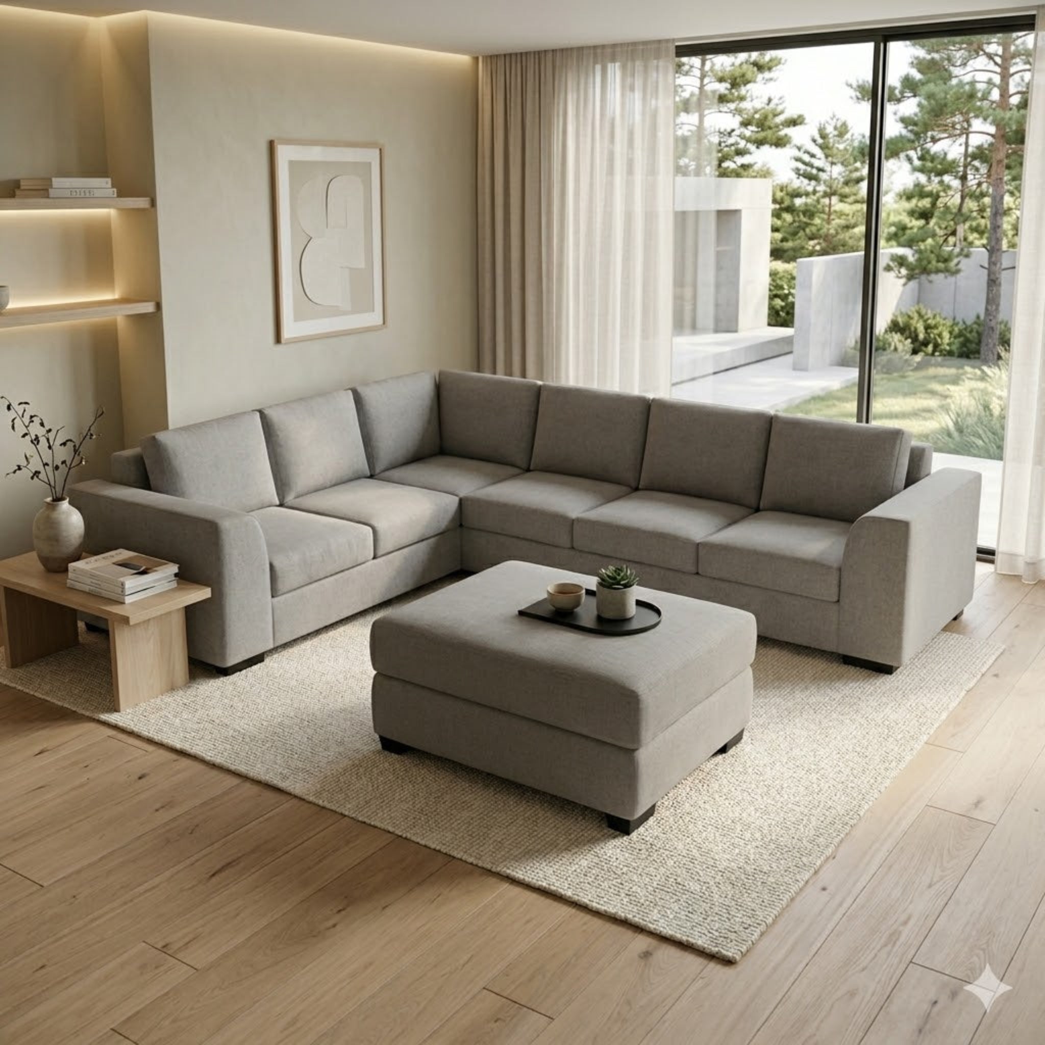 NZ Made Harbor 6 Seater Corner Sofa-Ramsey Biscuit