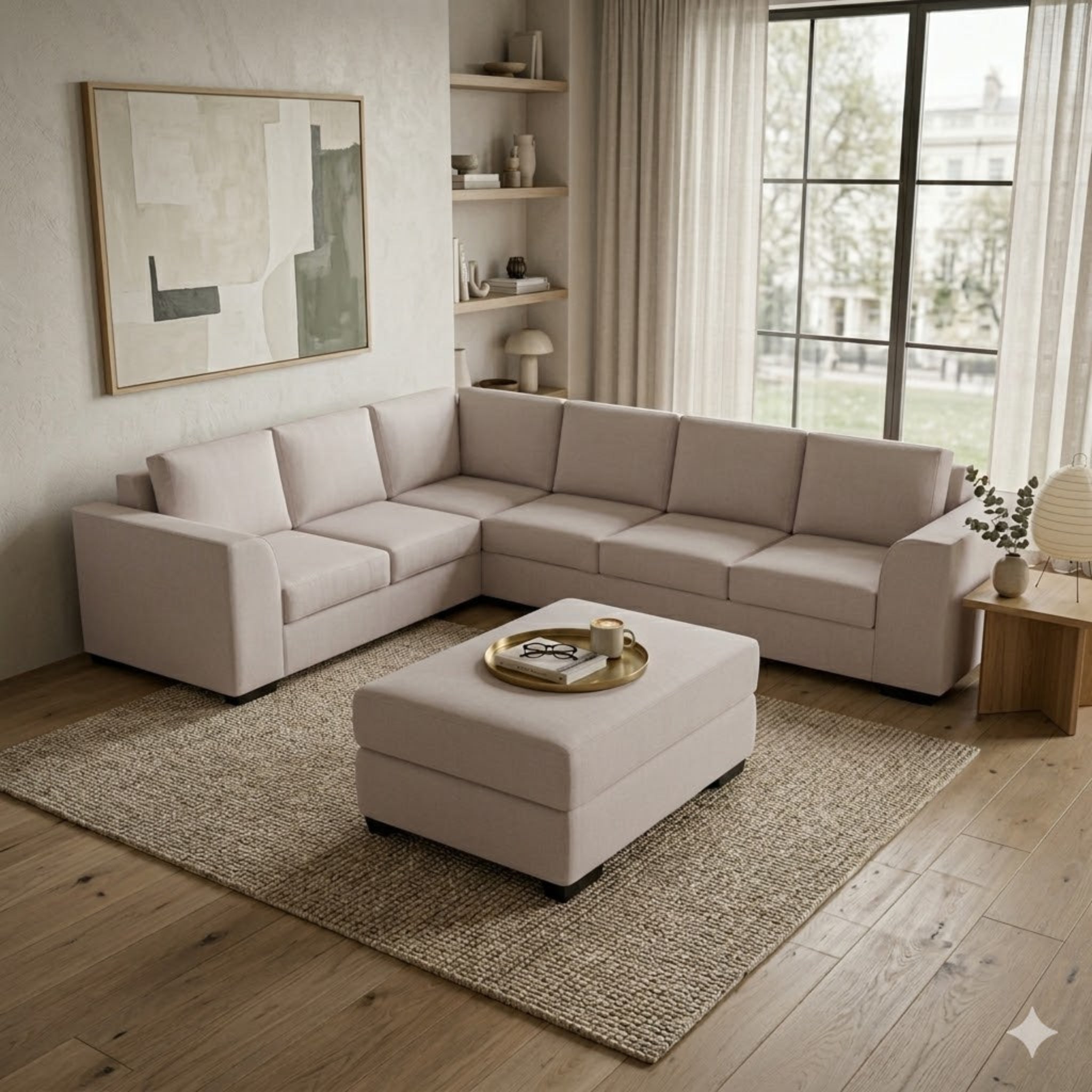 NZ Made Harbor 6 Seater Corner Sofa-Ramsey Biscuit