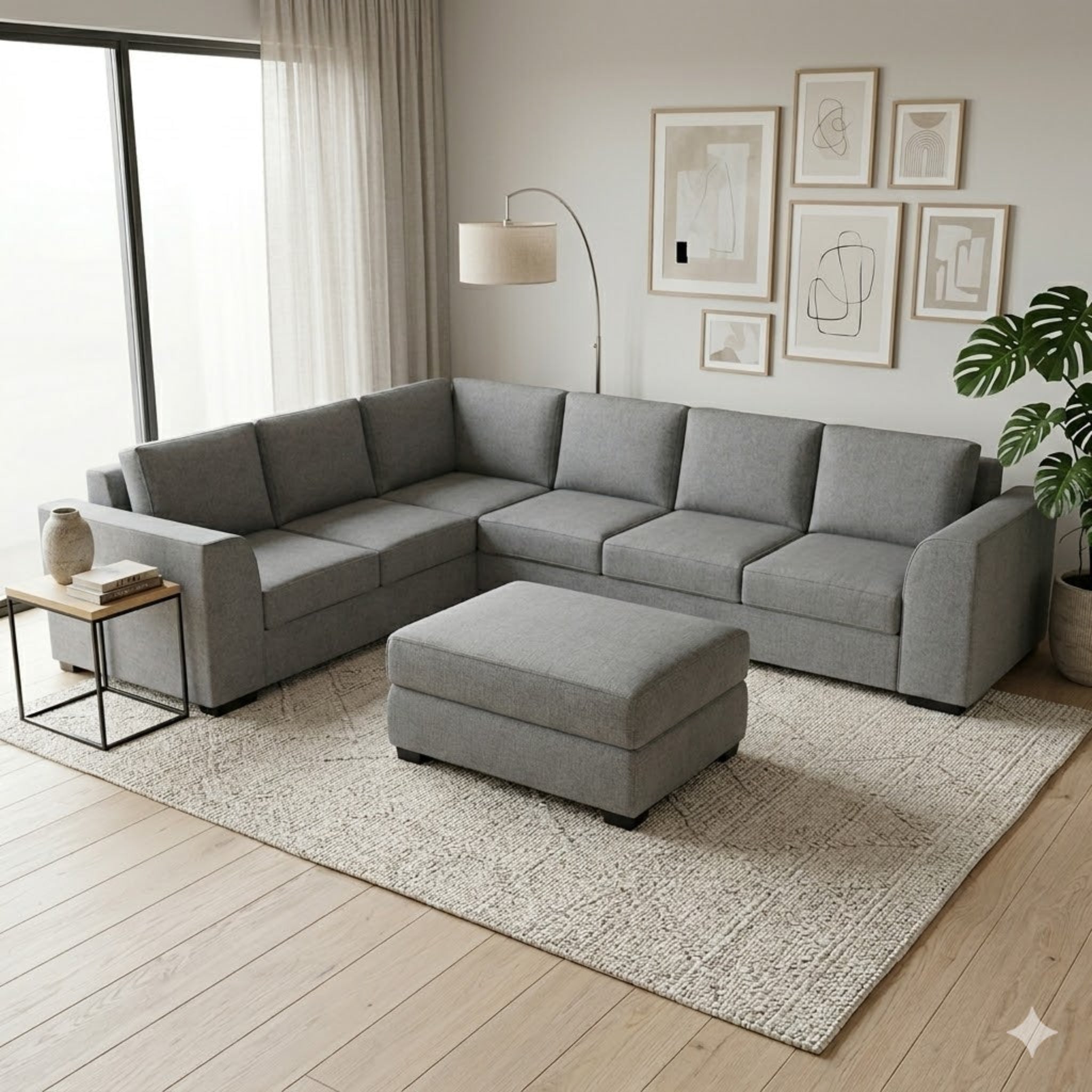 NZ Made Harbor 6 Seater Corner Sofa-Ramsey Biscuit