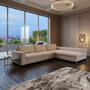 NZ Made Harbor Long-Arm with Chaise Corner Sofa-Ramsey Biscuit | Furniture World NZ