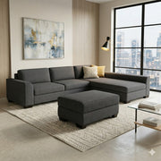 NZ Made Harbor Long-Arm with Chaise Corner Sofa-Ramsey Biscuit - Image 4 | Furniture World NZ
