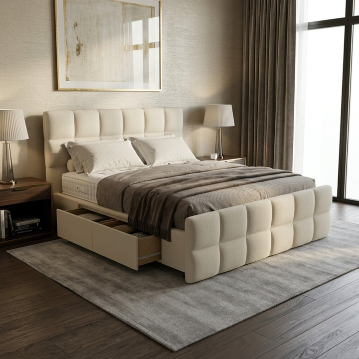 NZ Made Luxe Bed Frame With Drawers