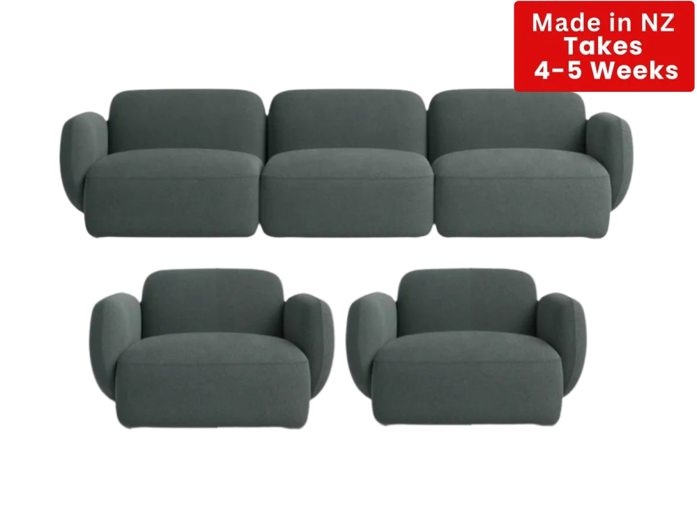 Nz Made Nexus Sofa Collection Burwood Pewter / 3 + 1 + 1 Seater