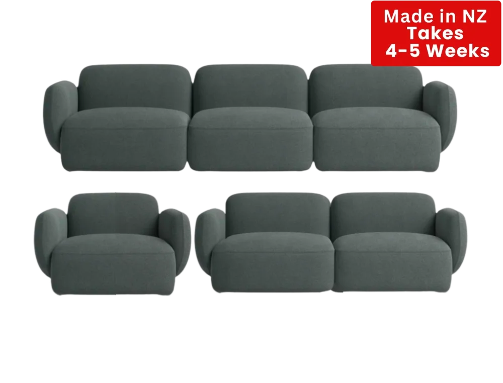 Nz Made Nexus Sofa Collection Burwood Pewter / 3 + 2 + 1 Seater