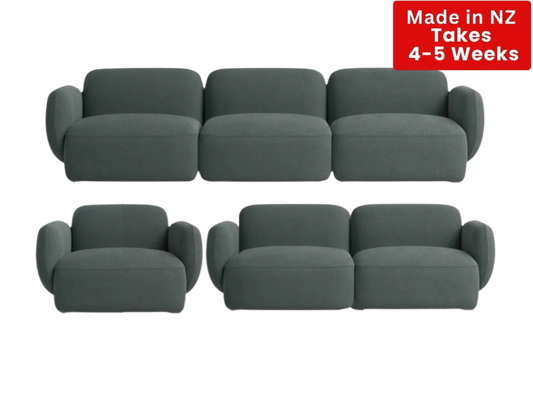 Nz Made Nexus Sofa Collection Burwood Pewter / 3 + 2 + 1 Seater