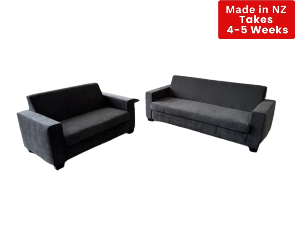 Nz Made Nido Lounge Suite -Burwood Pewter /Mist Burwood / 3 + 2