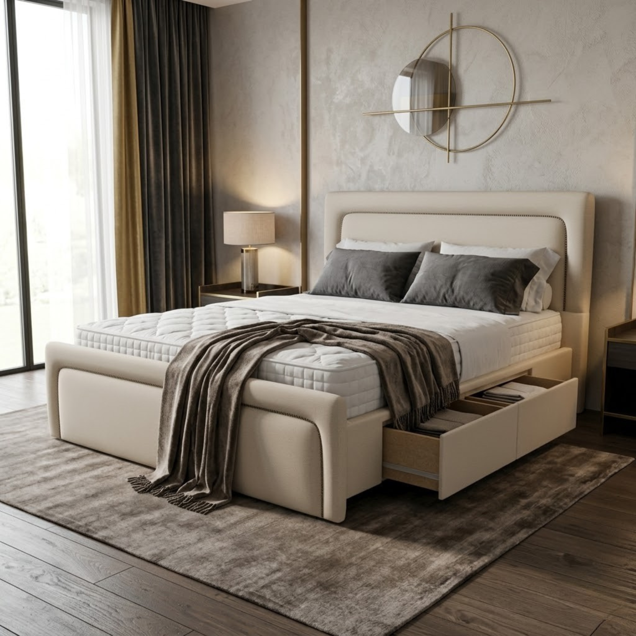 NZ Made Noir Bed Frame With Drawers