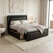 NZ Made Noir Bed Frame With Drawers