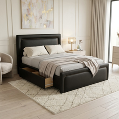 NZ Made Noir Bed Frame With Drawers