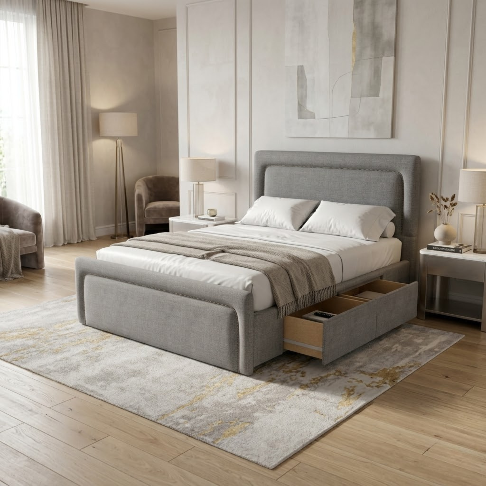 NZ Made Noir Bed Frame With Drawers