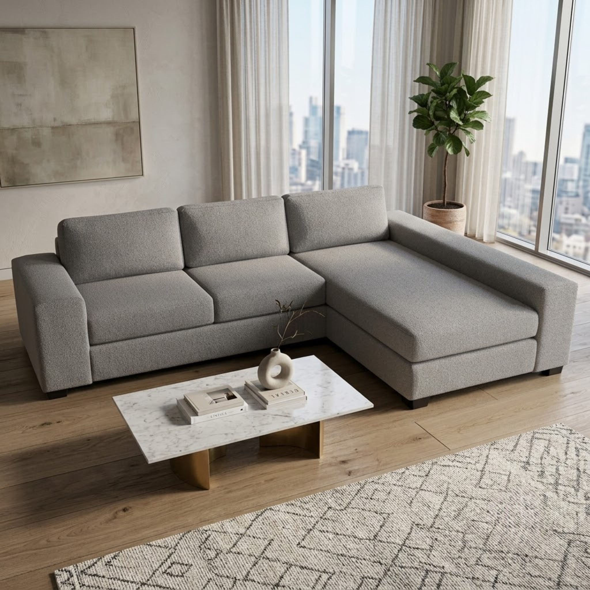 NZ Made Prisma Long-Arm With Chaise Corner Sofa