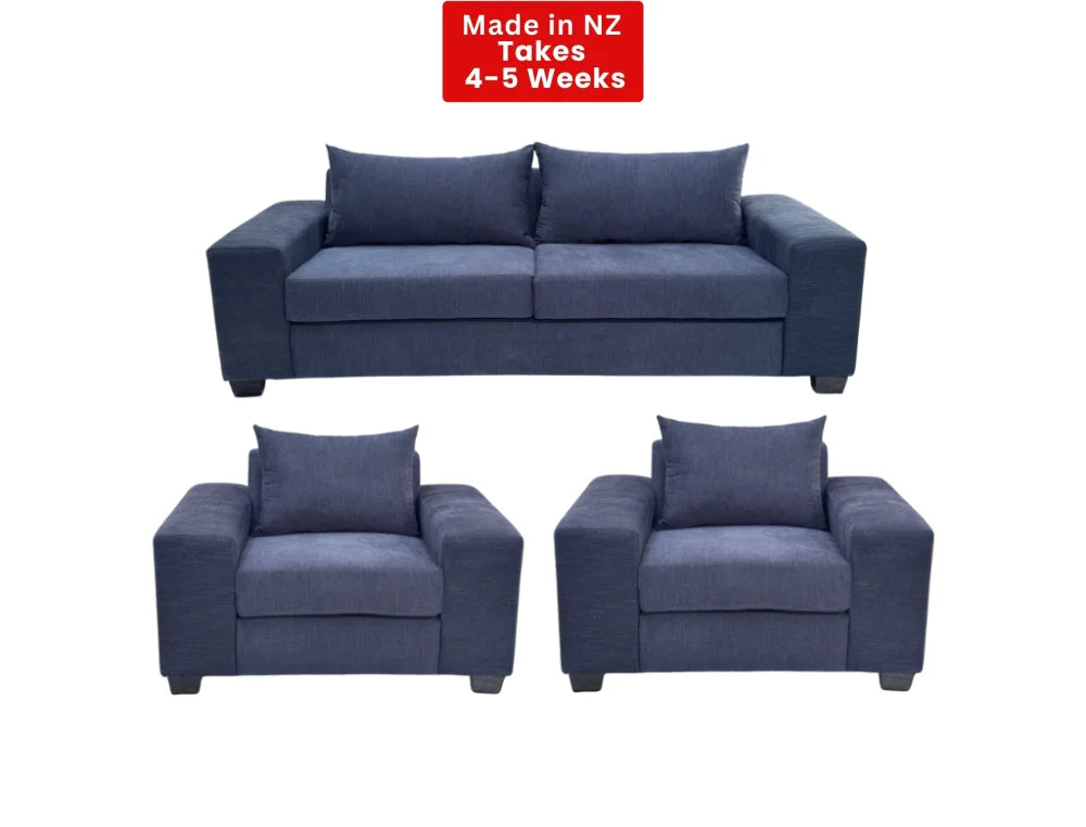NZ Made Prisma Lounge Suite Collection 3 + 1 + 1 Seater / Onyx