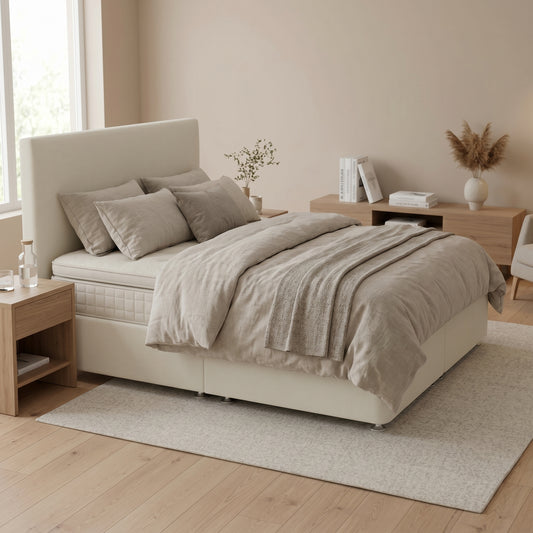 NZ Made Royal Bed Base Super King Calico Colour - Floor Model