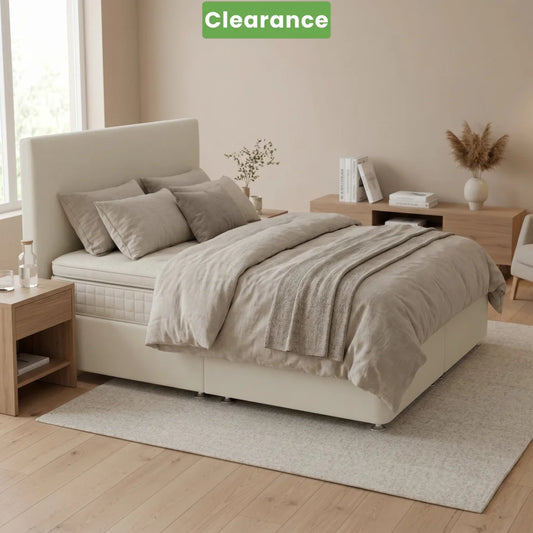 NZ Made Royal Bed Base Super King Calico Colour - Floor Model - Bedroom Furniture Sets