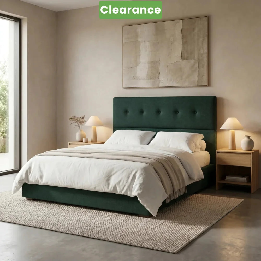 NZ Made SleepVault Headboard Forest Green Colour Queen - Floor Model - Furniture