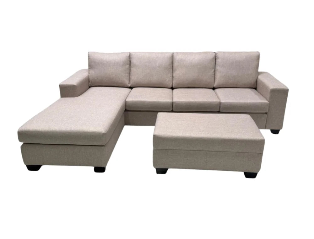 NZ Made Trendi 4 Seater Corner Chaise -Beige NZ Made Trendi 4 Seater Corner Chaise + Ottoman