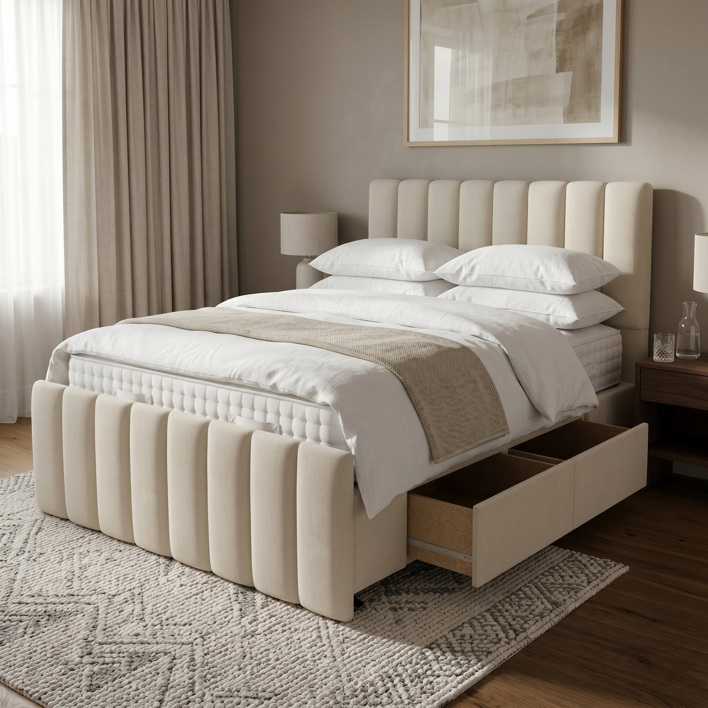 NZ Made Wave Bed Frame With Drawers + Venus Medium Mattress — Bed Bundle | Furniture World NZ