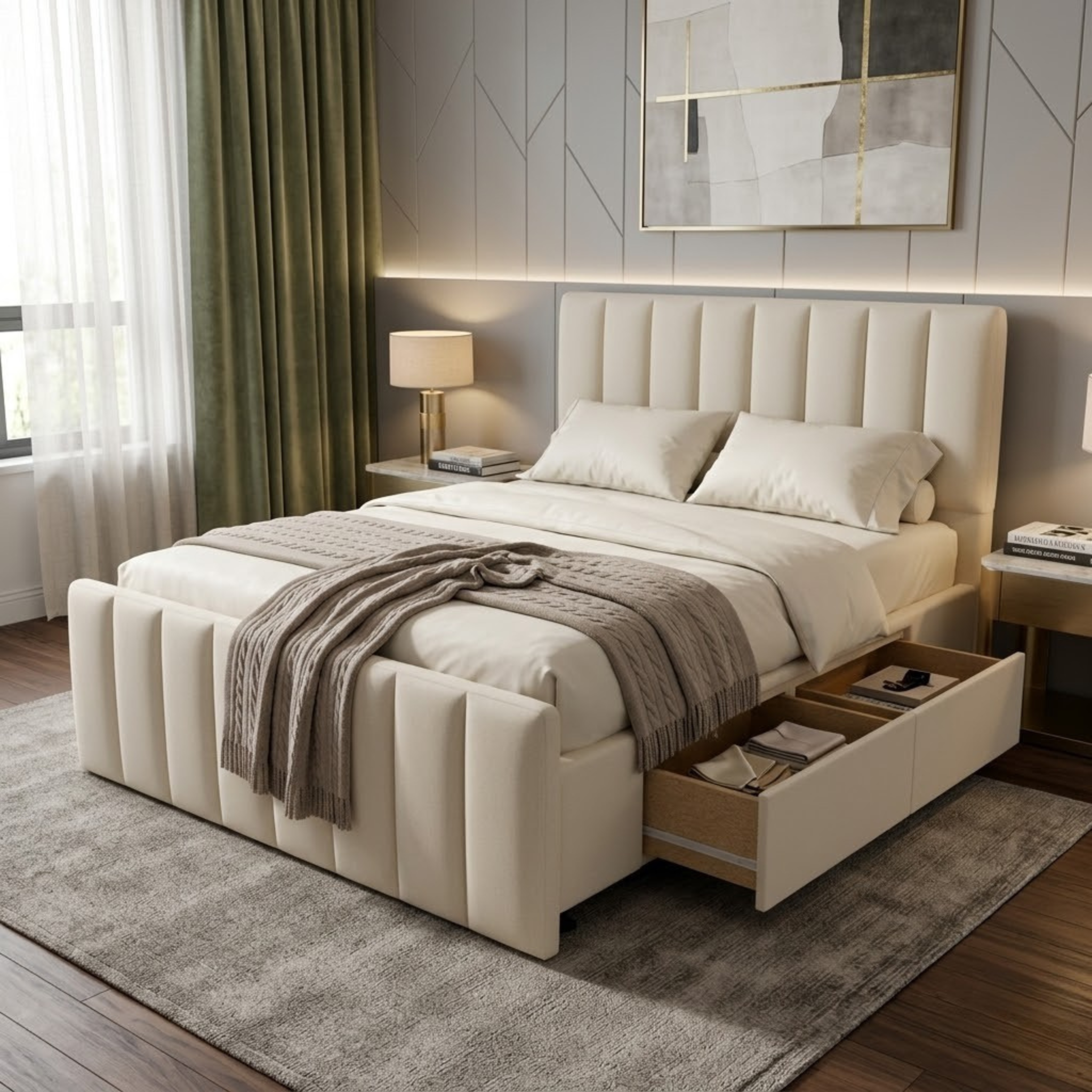 NZ Made Wave Plus Bed Frame With Drawers